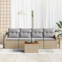Conjunto de Sofás de Jardín de 5 Piezas con Cojines Beige Ratán Poliéster Acacia by , Outdoor sofas - Ref: Foro24-3356432, Pr...