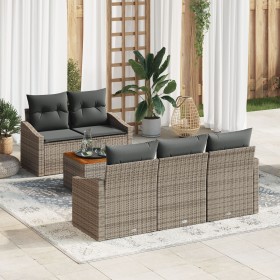 Conjunto de Sofás de Jardín de 6 Piezas con Cojines Gris Ratán de Polietileno Acacia by , Outdoor sofas - Ref: Foro24-3356438...