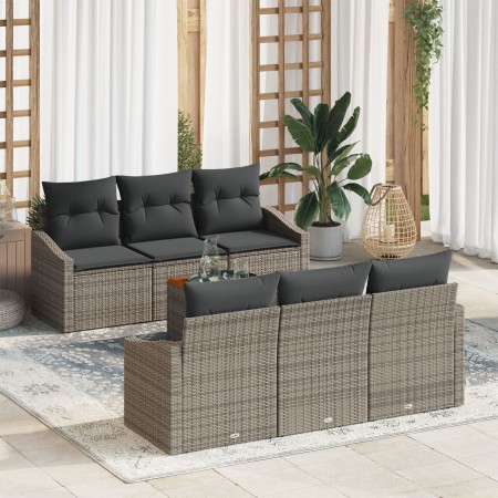 Juego de Sofá de Jardín de 7 Piezas con Cojines Gris Poliratán Acacia by , Outdoor sofas - Ref: Foro24-3356445, Price: 520,59...