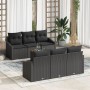 Juego de Sofás de Jardín de 7 Piezas con Cojines Negro Poliratán Acacia von , Outdoor-Sofas - Ref: Foro24-3356448, Preis: 526...