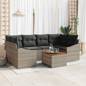Juego de sofás de jardín de 7 piezas con cojines gris poliratán acacia by , Outdoor sofas - Ref: Foro24-3356452, Price: 472,1...