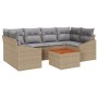 Juego de Sofás de Jardín de 7 Piezas con Cojines Beige Ratán Poliéster Acacia | Foro24.es | Tu tienda online para hogar, jardín y más Foro24.es