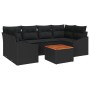 Juego de Sofá de Jardín de 7 Piezas con Cojines Negros de Poliratán y Acacia von , Outdoor-Sofas - Ref: Foro24-3356455, Preis...