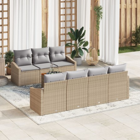 Juego de Sofá de Jardín de 8 Piezas con Cojines Beige Poliratán Acacia by , Outdoor sofas - Ref: Foro24-3356460, Price: 566,0...