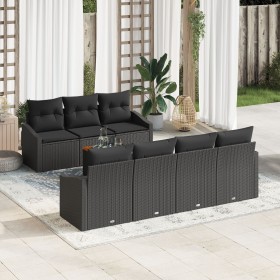 Juego de Sofá de Jardín de 8 Piezas con Cojines Negro Poliratán Acacia von , Outdoor-Sofas - Ref: Foro24-3356462, Preis: 555,...