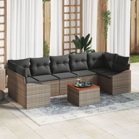 Juego de Sofá de Jardín de 8 Piezas con Cojines Gris Poliratán Acacia von , Outdoor-Sofas - Ref: Foro24-3356466, Preis: 513,8...
