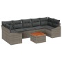 Juego de Sofá de Jardín de 8 Piezas con Cojines Gris Poliratán Acacia von , Outdoor-Sofas - Ref: Foro24-3356466, Preis: 513,8...