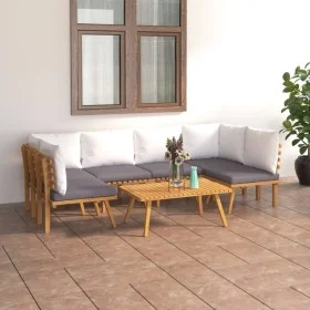 Garden furniture 7 pieces with cushions solid acacia wood by vidaXL, Garden sets - Ref: Foro24-3087024, Price: 535,65 €, Disc...