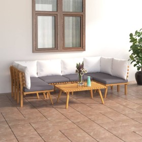 Gartenmöbel 7-teilig mit Kissen aus massivem Akazienholz von vidaXL, Gartensets - Ref: Foro24-3087024, Preis: 545,30 €, Rabat...