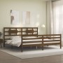 Honey brown solid wood bed frame and headboard 200x200 cm by vidaXL, Beds and slatted bases - Ref: Foro24-3194464, Price: 176...