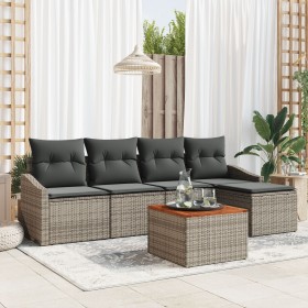 Juego de Sofá de Jardín de 6 piezas con Cojines Gris Poliratán Acacia de , Sofás de exterior - Ref: Foro24-3356487, Precio: 3...