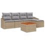 Conjunto de Sofá de Jardín de 6 Piezas con Cojines Beige Ratán Sintético Acacia by , Outdoor sofas - Ref: Foro24-3356488, Pri...