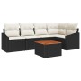 Juego de sofá de jardín de 6 piezas con cojines, ratán polirratán negro y acacia by , Outdoor sofas - Ref: Foro24-3356500, Pr...