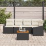 Juego de sofá de jardín de 6 piezas con cojines, ratán polirratán negro y acacia by , Outdoor sofas - Ref: Foro24-3356500, Pr...
