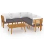Garden furniture 6 pieces with cushions solid acacia wood by vidaXL, Garden sets - Ref: Foro24-3087014, Price: 470,97 €, Disc...
