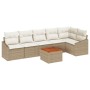 Set de Sofá de Jardín de 7 Piezas con Cojines Beiges de Ratán Poliéster Acacia by , Outdoor sofas - Ref: Foro24-3356510, Pric...