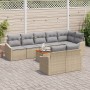Juego de Sofá de Jardín de 9 Piezas con Cojines Beige de Poliratán Acacia | Foro24.es | Tu tienda online para hogar, jardín y más Foro24.es