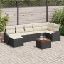 Juego de Sofás de Jardín de 8 Piezas con Cojines Negro Rattan Sintético Acacia de , Sofás de exterior - Ref: Foro24-3356528, ...