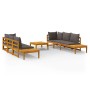 Gartenmöbel-Set 5-teilig mit dunkelgrauen Akazienholzkissen von vidaXL, Gartensets - Ref: Foro24-3087275, Preis: 739,27 €, Ra...