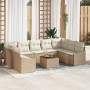Juego de Sofás de Jardín de 10 Piezas con Cojines Beige Poliratán Acacia von , Outdoor-Sofas - Ref: Foro24-3356545, Preis: 72...