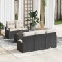 Conjunto de sofá de jardín 6 pcs Negro y crema 55 x 55 x 37 cm