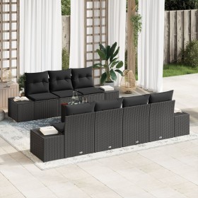 Set de Sofás de Jardín de 8 Piezas con Cojines Negro Poliratán Acacia von , Outdoor-Sofas - Ref: Foro24-3356588, Preis: 594,8...