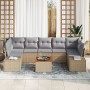 Conjunto de Sofás de Jardín de 8 Piezas con Cojines Beige de Ratán Sintético by , Outdoor sofas - Ref: Foro24-3356593, Price:...