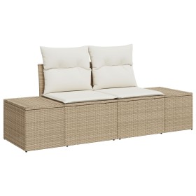 Juego de Sofá de Jardín de 8 Piezas con Almohadas en Beige de Poliratán y Acacia von , Outdoor-Sofas - Ref: Foro24-3356594, P...