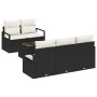 Conjunto de sofá de jardín 6 pcs Negro y crema 55 x 55 x 37 cm