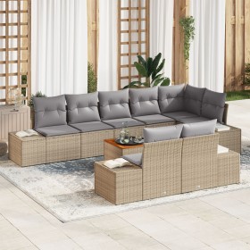 Set de sofá de jardín de 9 piezas con cojines Beige Poliratán Acacia de , Sofás de exterior - Ref: Foro24-3356642, Precio: 71...
