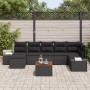 Conjunto de Sofá de Jardín de 8 Piezas con Cojines Negro Poli Ratán Acacia by , Outdoor sofas - Ref: Foro24-3356658, Price: 5...