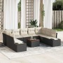 Juego de Sofás de Jardín de 10 Piezas con Cojines Negro Poliratán Acacia | Foro24.es | Tu tienda online para hogar, jardín y más Foro24.es