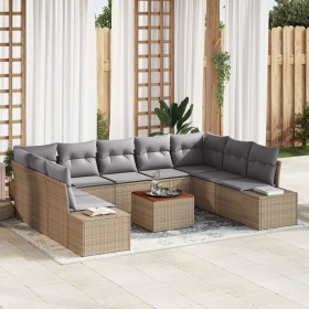 Conjunto de Sofás de Jardín de 10 Piezas con Cojines Beige de Ratán de Poliéster by , Outdoor sofas - Ref: Foro24-3356670, Pr...