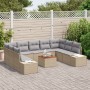 Conjunto de Sofás de Jardín de 10 Piezas con Cojines Beige de Ratán de Poliéster von , Outdoor-Sofas - Ref: Foro24-3356670, P...