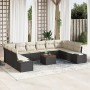 Juego de Sofá de Jardín de 11 Piezas con Cojines Negros de Poliratán Acacia by , Outdoor sofas - Ref: Foro24-3356675, Price: ...
