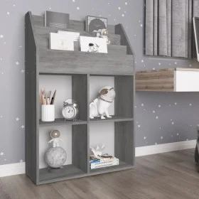 Revistero de niños madera de ingeniería hormigón 71x30x114 cm by vidaXL, Magazine racks - Ref: Foro24-339531, Price: 80,27 €,...