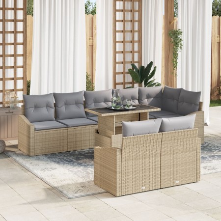 Conjunto de Sofás de Jardín de 9 Piezas con Cojines Beige Poliratán by , Outdoor sofas - Ref: Foro24-3357763, Price: 702,71 €...