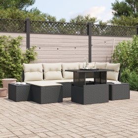 Juego de Sofá de Jardín de 7 Piezas con Cojines en Polirratán Negro by , Outdoor sofas - Ref: Foro24-3357950, Price: 515,38 €...
