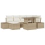 Set de Sofás de Jardín de 7 Piezas con Cojines Beige Ratan