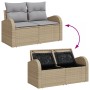 Conjunto de Sofá de Jardín de 9 Piezas con Cojines Beige de Ratán, Sofá de Jardín de 2 Plazas con Almacenamiento y Cojines Beige | Foro24.es | Tu tienda online para hogar, jardín y más Foro24.es