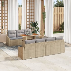 Conjunto de Sofás de Jardín de 8 Piezas con Cojines Beige de Ratán Sintético by , Outdoor sofas - Ref: Foro24-3358534, Price:...