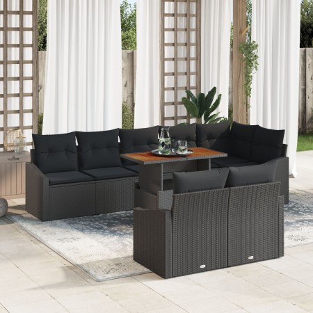 Conjunto de Sofás de Jardín de 9 Piezas con Cojines Negro de Ratán Sintético by , Outdoor sofas - Ref: Foro24-3358592, Price:...