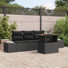 Juego de Sofá de Jardín de 5 Piezas con Cojines Negro de Polirratán von , Outdoor-Sofas - Ref: Foro24-3358634, Preis: 413,25 ...