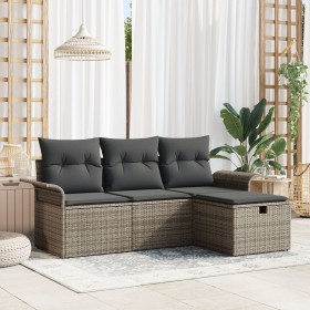Juego de sofá de jardín de 4 piezas con cojines gris polirratán by , Outdoor sofas - Ref: Foro24-3358848, Price: 267,82 €, Di...