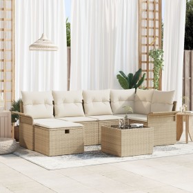 Juego de Sofá de Jardín de 7 Piezas con Cojines Beige Ratán Sintético by , Outdoor sofas - Ref: Foro24-3358890, Price: 474,85...