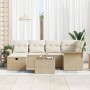 Juego de Sofá de Jardín de 7 Piezas con Cojines Beige Ratán Sintético by , Outdoor sofas - Ref: Foro24-3358890, Price: 474,85...