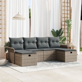 Juego de Sofá de Jardín de 6 Piezas con Cojines Gris Poliratán von , Outdoor-Sofas - Ref: Foro24-3358918, Preis: 367,01 €, Ra...