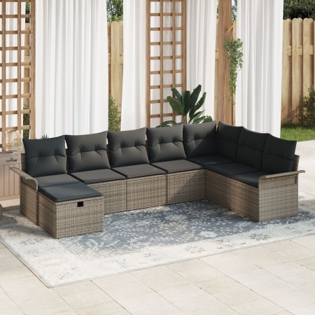 Set de Sofá de Jardín de 8 Piezas con Cojines Gris Ratán Poliéster by , Outdoor sofas - Ref: Foro24-3358928, Price: 498,07 €,...