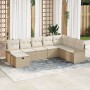 Conjunto de sofá de jardín de 8 piezas con cojines Beige Ratán de poliéster by , Outdoor sofas - Ref: Foro24-3358930, Price: ...