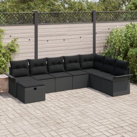 Conjunto de Sofá de Jardín de 8 Piezas con Cojines Negro Ratán Sintético by , Outdoor sofas - Ref: Foro24-3358932, Price: 529...